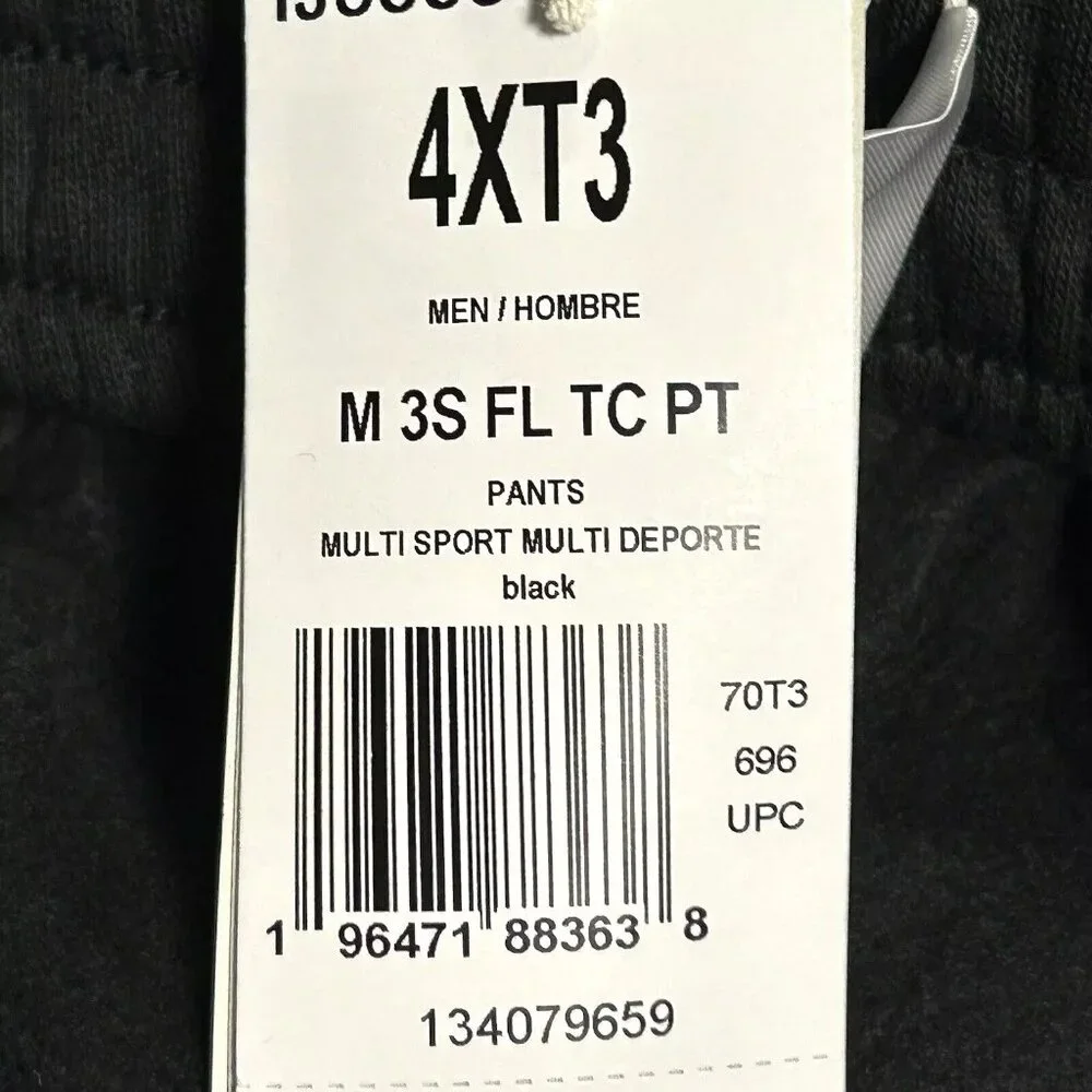 adidas Men's Fleece 3-Stripe Sweatpants 4XL Tall (48x37) Solid Black Tapered Leg